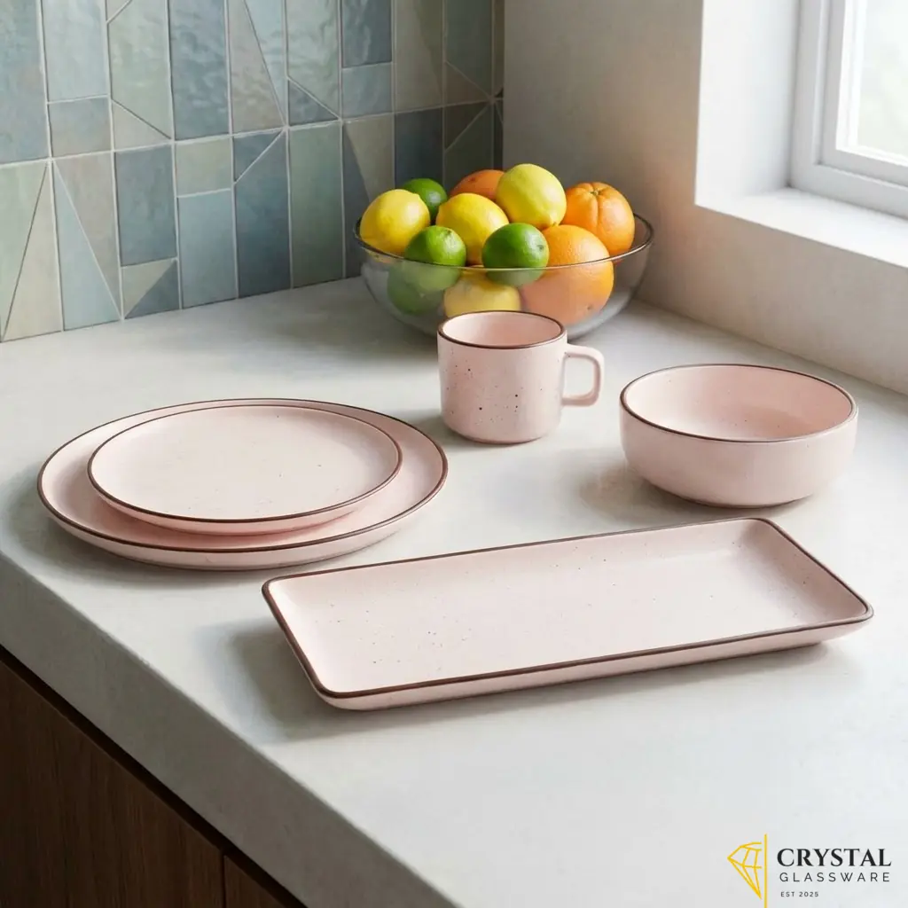 Speckled Serenity ceramic stoneware 17 pc serving set 4 person serving
